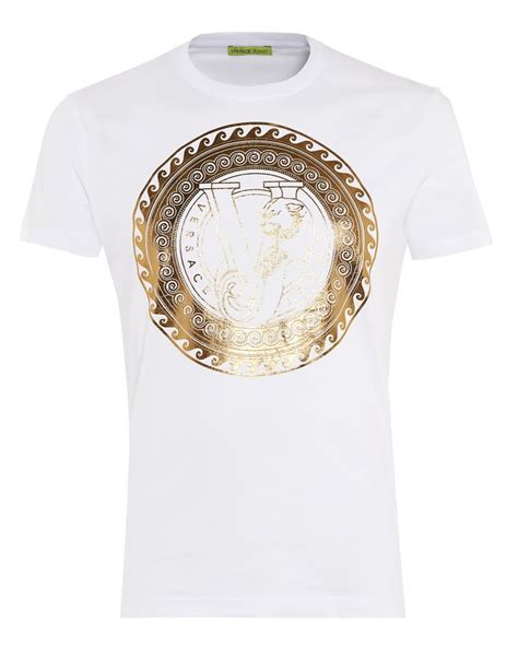 versace t shirt weiß gold|authentic versace shirt.